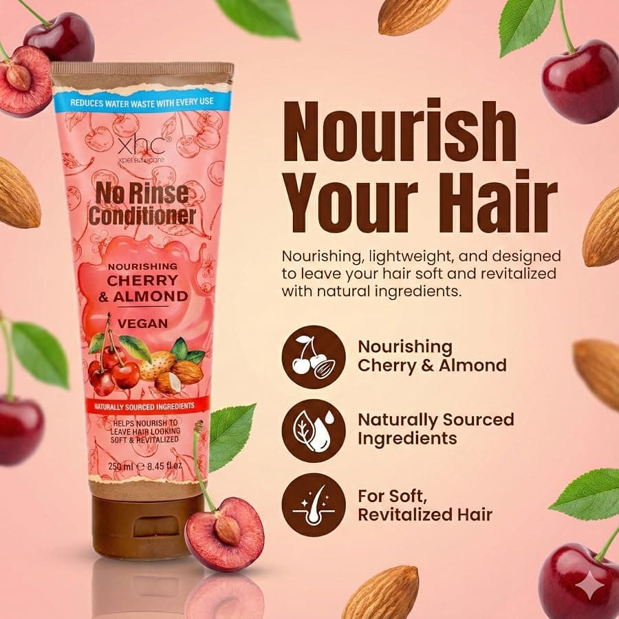XHC Cherry & Almond No Rinse Conditioner with cherries and almonds