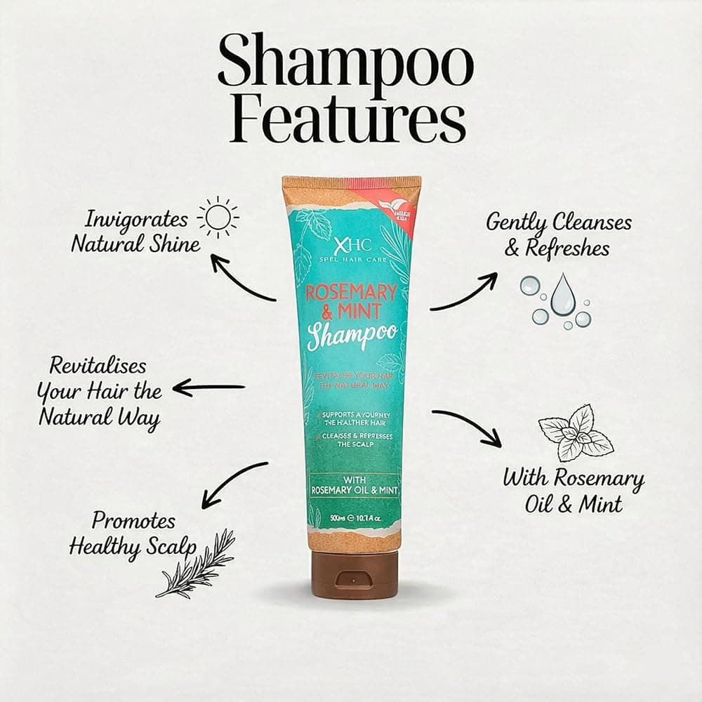 XHC Rosemary & Mint shampoo features